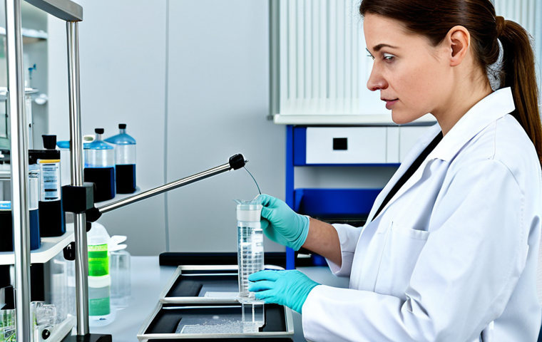 **

"A professional environmental scientist wearing a lab coat, fully clothed, standing in a modern water quality laboratory. She is analyzing a water sample with sophisticated equipment. The lab is clean and well-lit with various analytical instruments in the background. Safe for work, appropriate content, professional setting, perfect anatomy, correct proportions, well-formed hands, proper finger count, natural pose, high quality."

**
