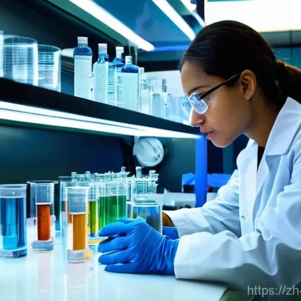 수질환경기사와 산업기사 차이 - **Prompt 1: The Precision of Water Quality Analysis**
"A highly focused, professional female wat...