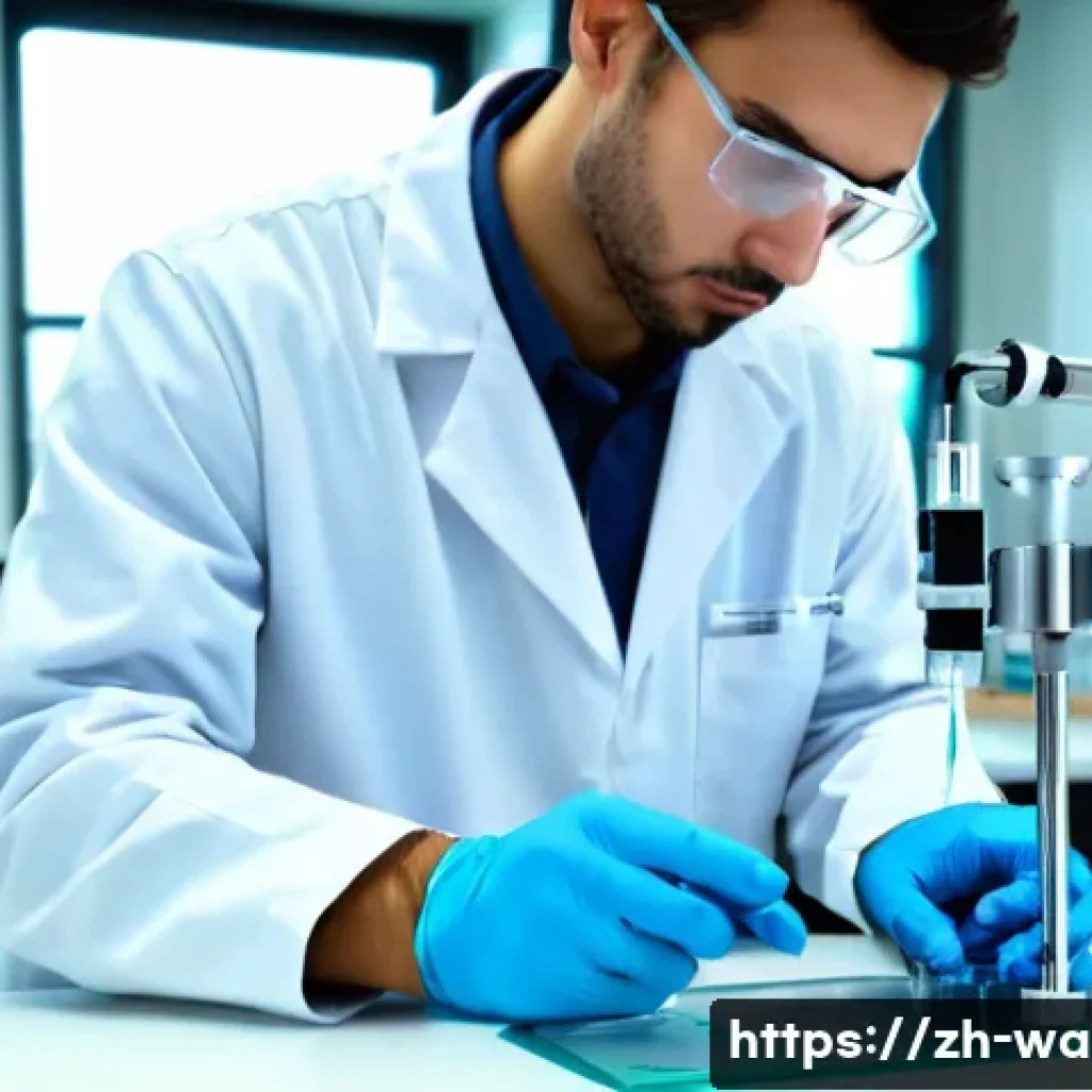 수질환경 측정기기 사용법 - A professional laboratory technician carefully calibrating a water quality measurement instrument us...