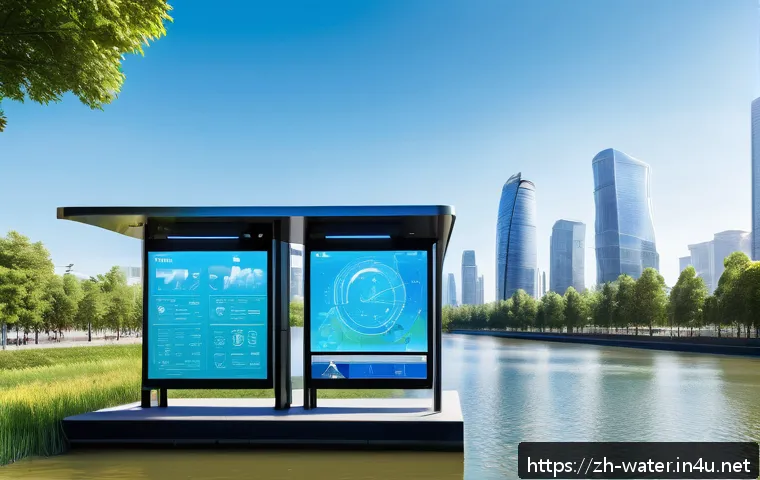 수질환경 관리 사례 연구 - A futuristic urban water monitoring station equipped with advanced smart sensors and IoT devices, di...
